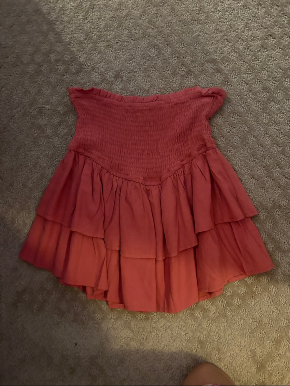 Love Coral Tiered Smocked Circle Skirt